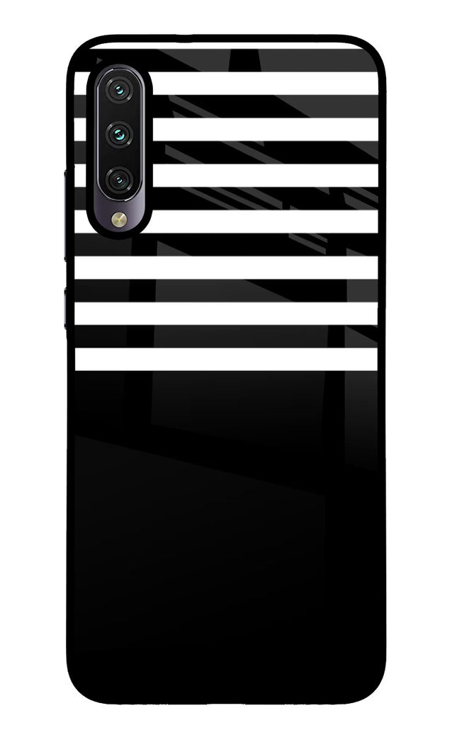 Black and White Print Mi A3 Glass Case Back Cover by Casekaro
