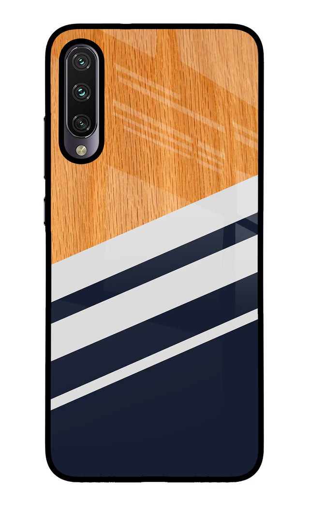 Blue and white wooden Mi A3 Glass Case Back Cover by Casekaro
