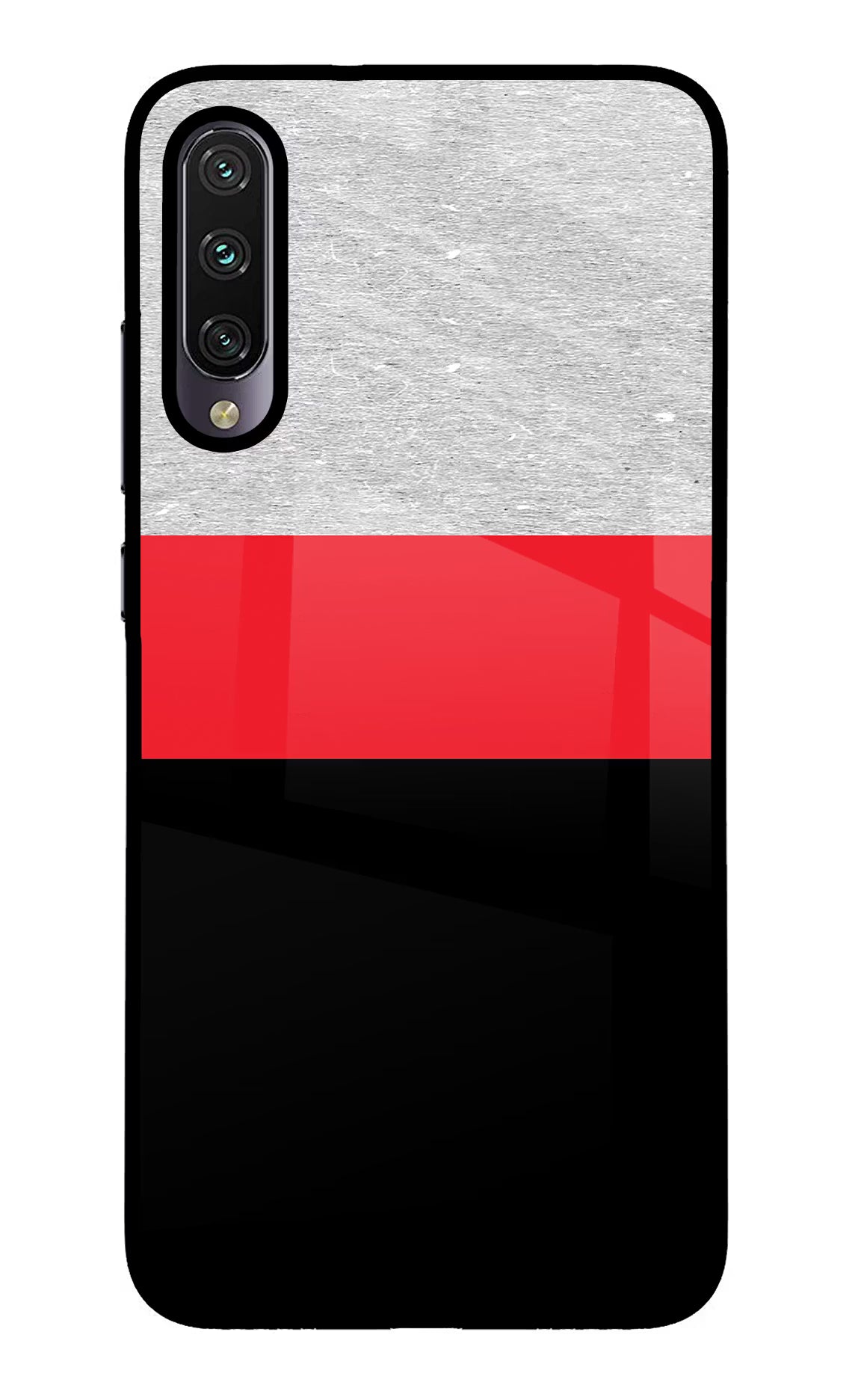 Tri Color Pattern Mi A3 Glass Case Back Cover by Casekaro