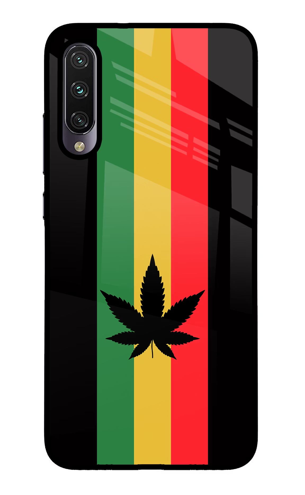 Weed Flag Mi A3 Glass Case Back Cover by Casekaro