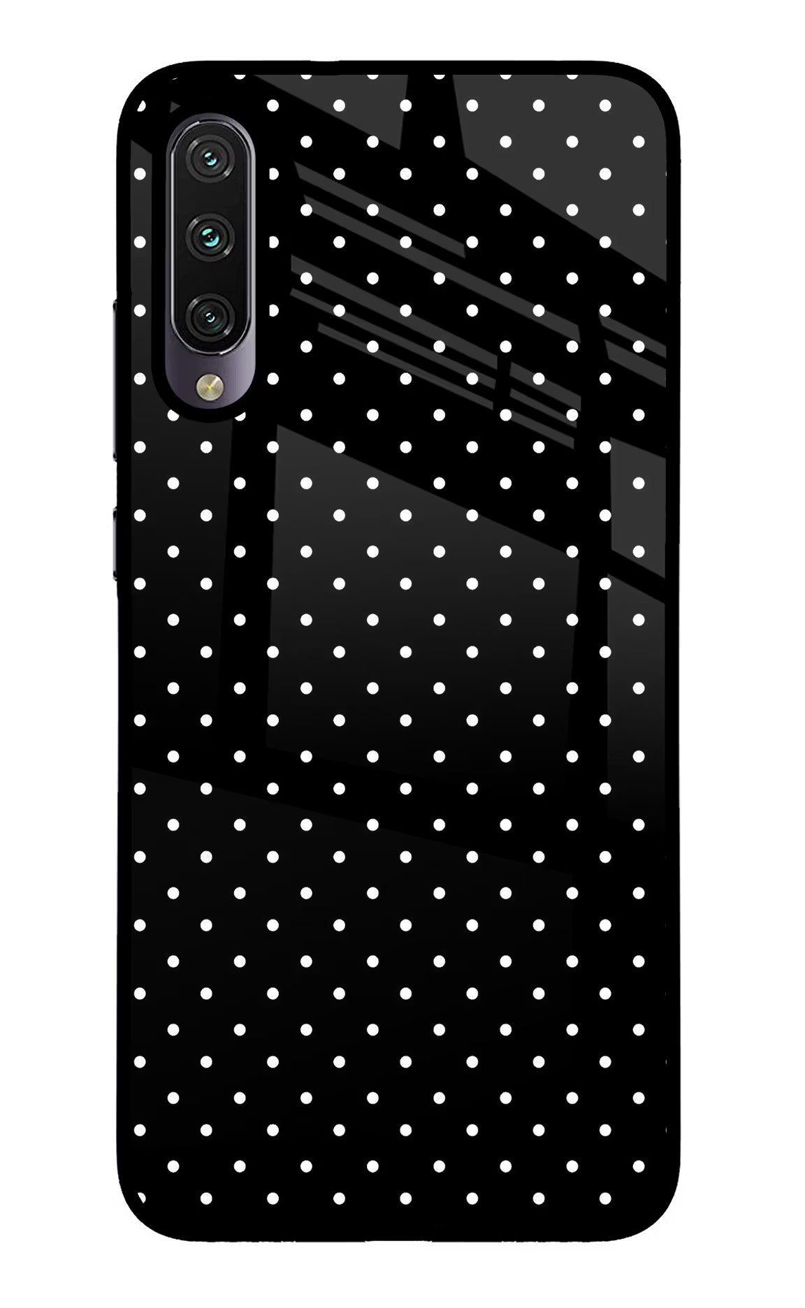 White Dots Mi A3 Glass Case Back Cover by Casekaro