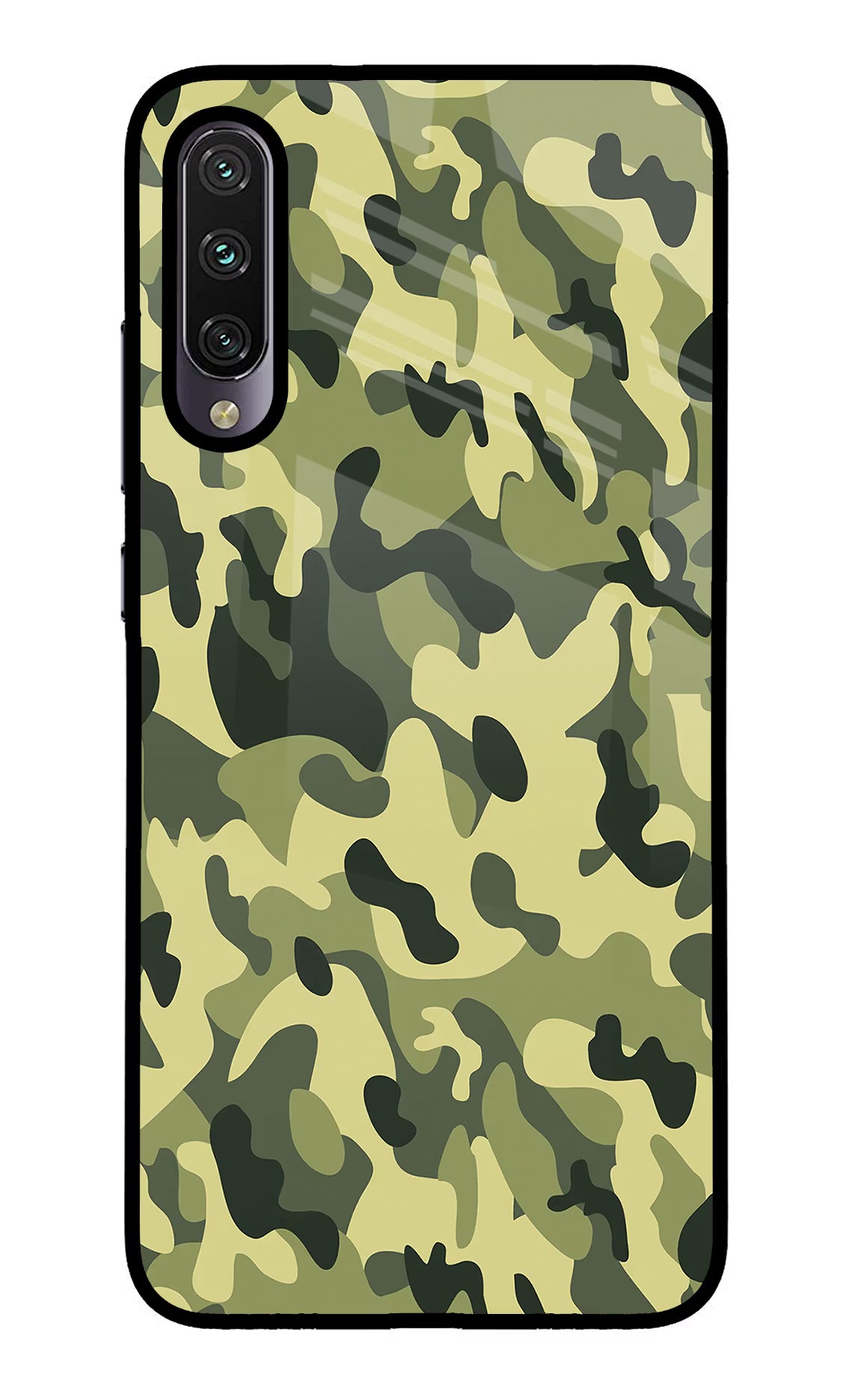 Camouflage Mi A3 Glass Case Back Cover by Casekaro