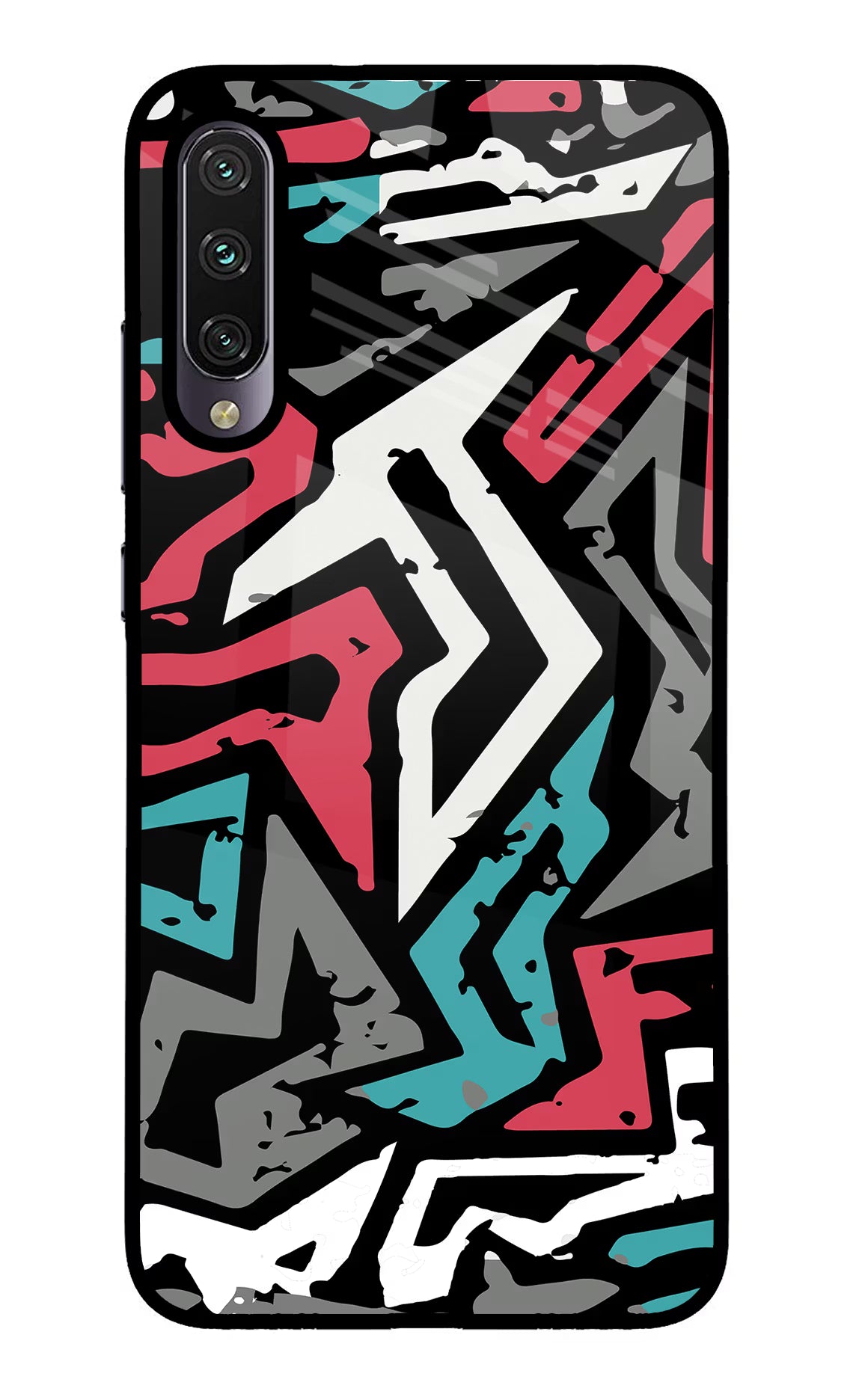Geometric Graffiti Mi A3 Glass Case Back Cover by Casekaro