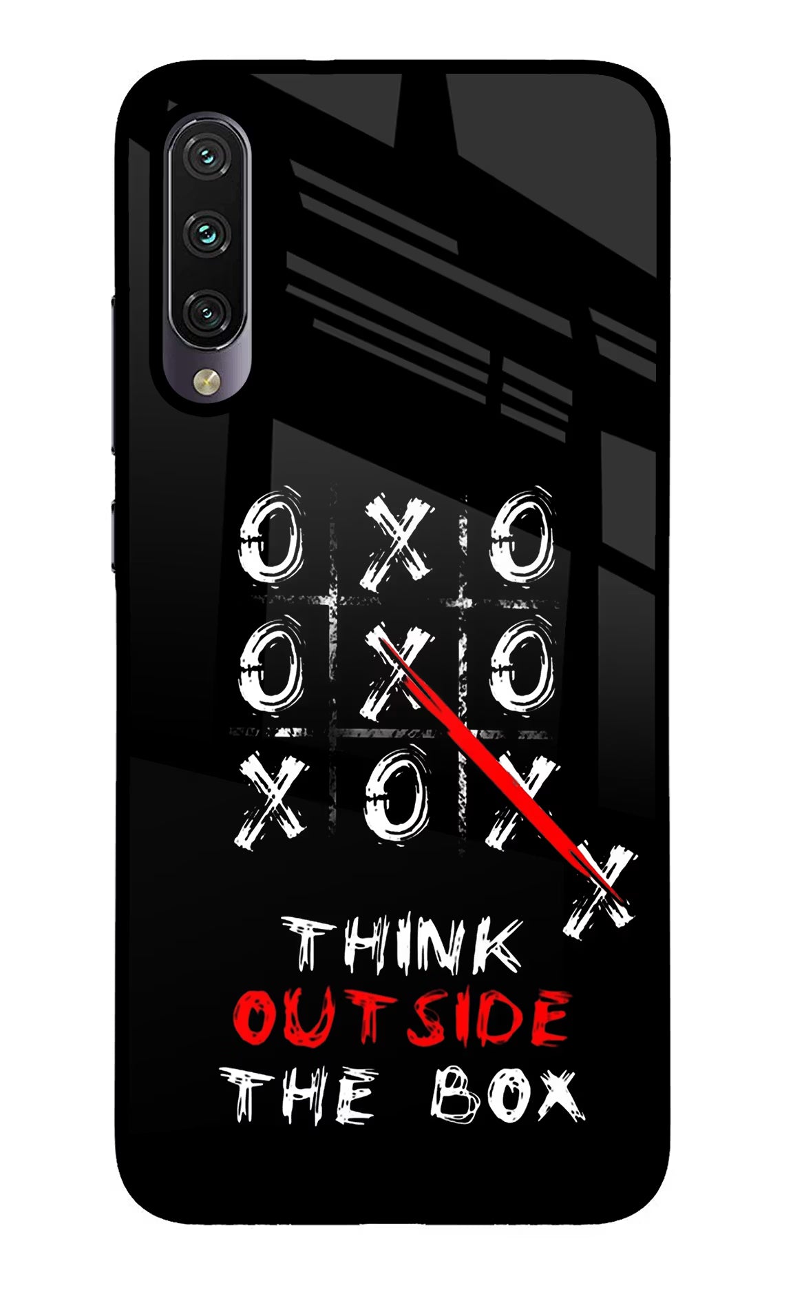 Think out of the BOX Mi A3 Glass Case Back Cover by Casekaro