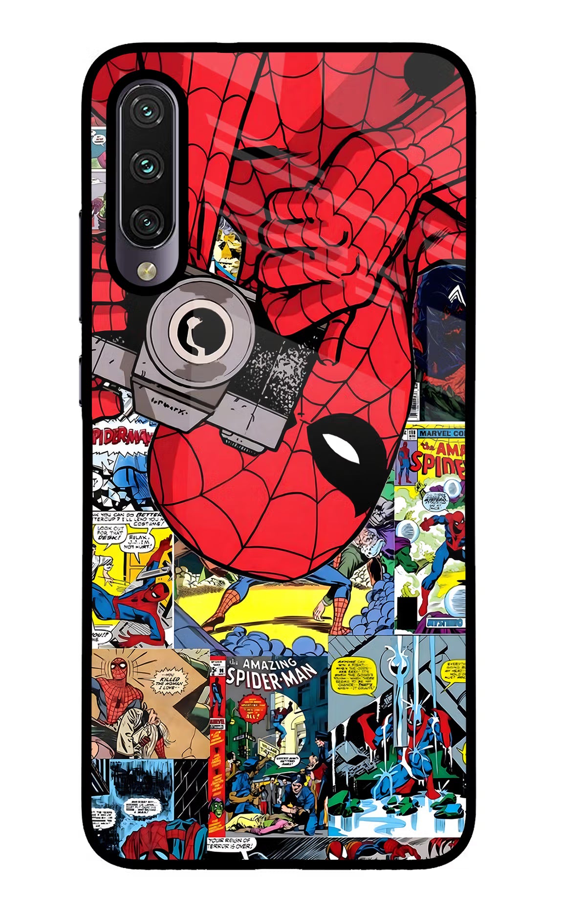 Spider Man Mi A3 Glass Case Back Cover by Casekaro