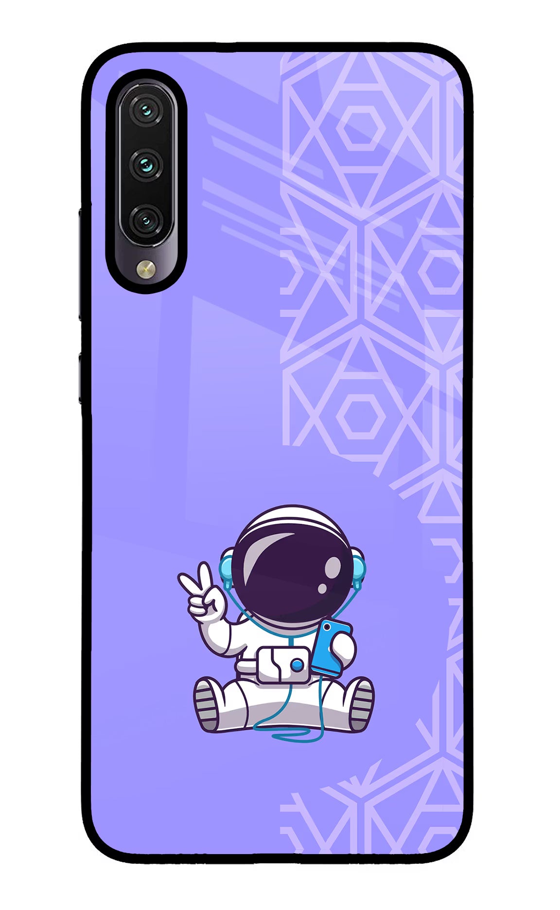 Cute Astronaut Chilling Mi A3 Glass Case Back Cover by Casekaro