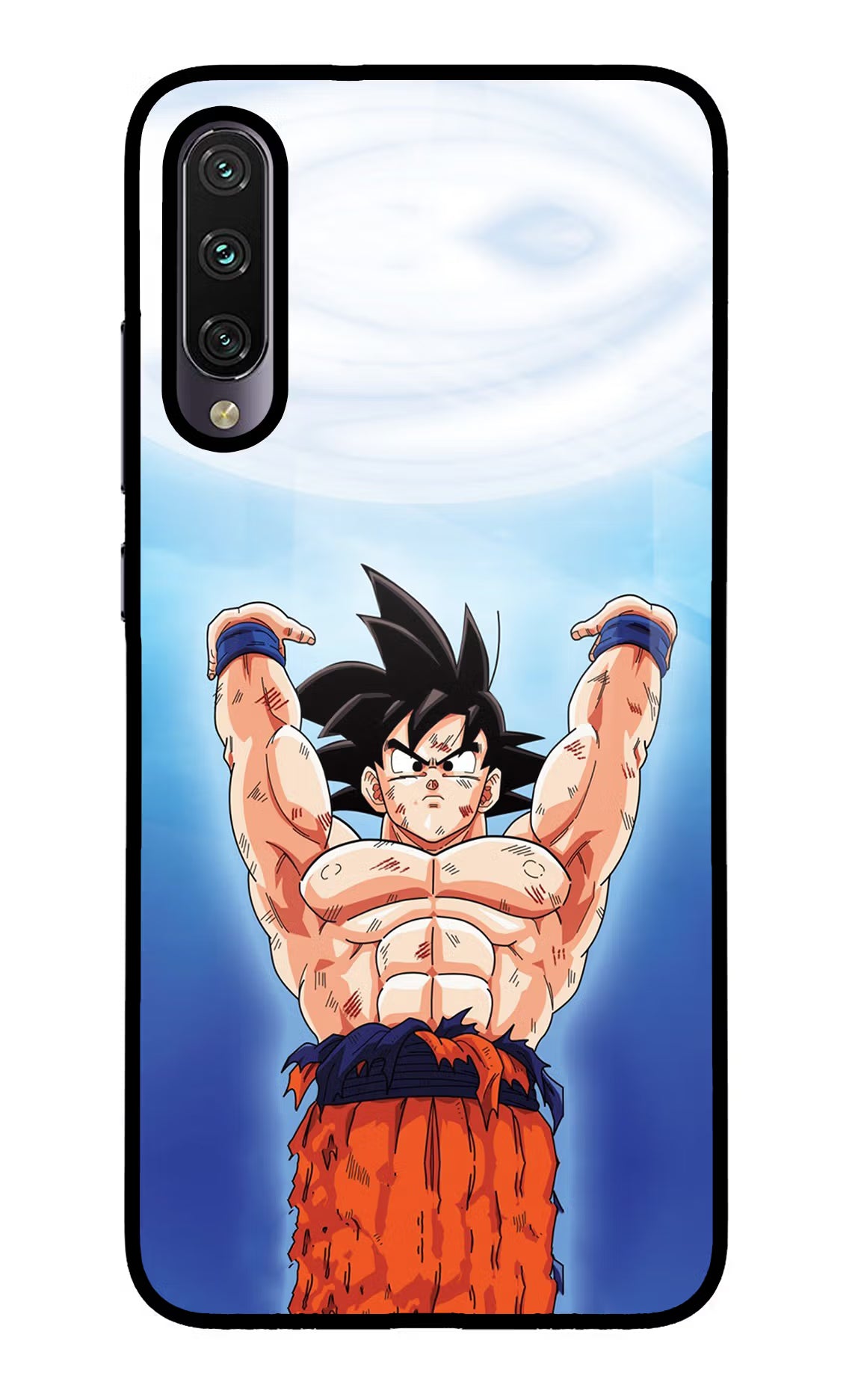Goku Power Mi A3 Glass Case Back Cover by Casekaro