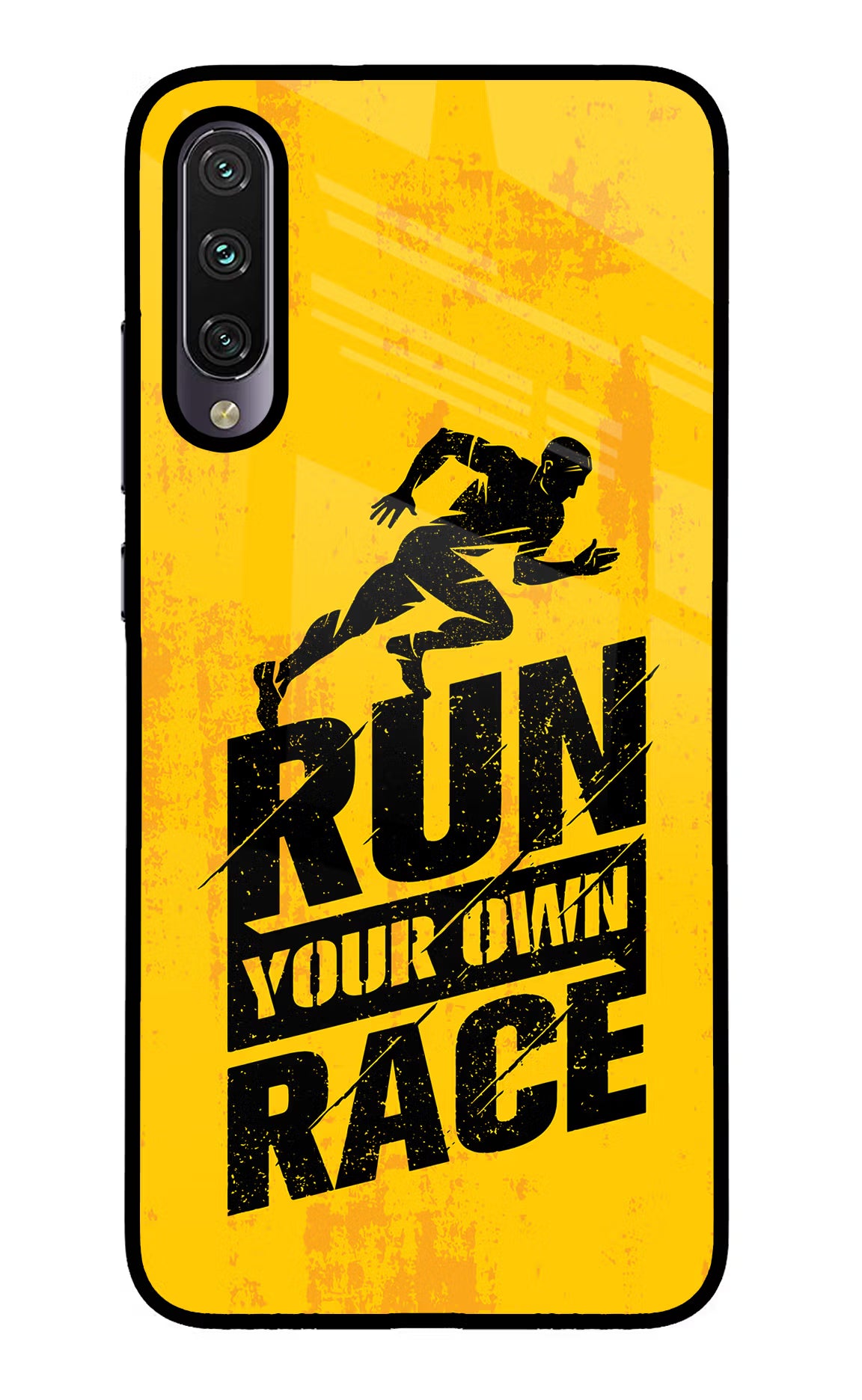 Run Your Own Race Mi A3 Glass Case Back Cover by Casekaro