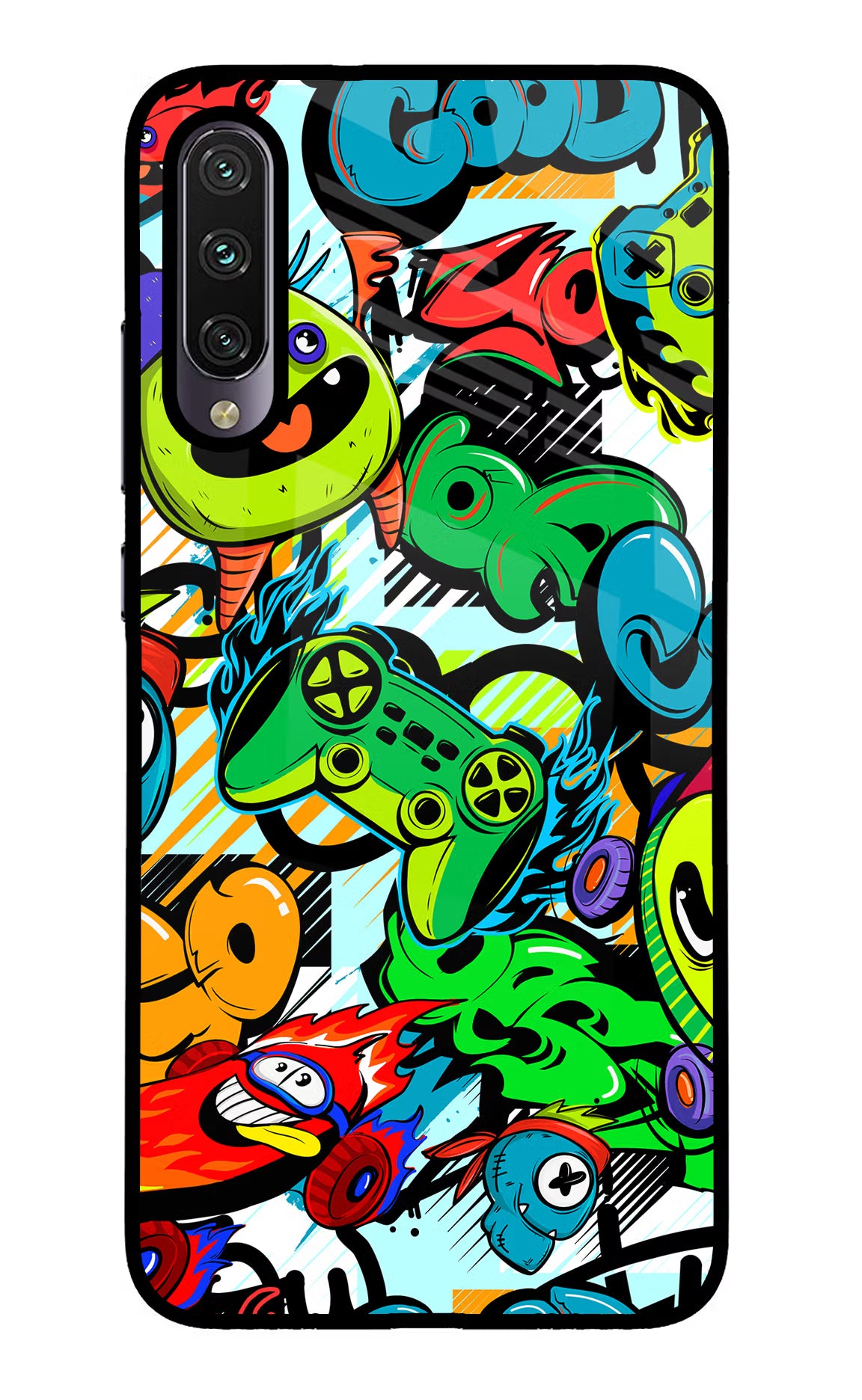 Game Doodle Mi A3 Glass Case Back Cover by Casekaro