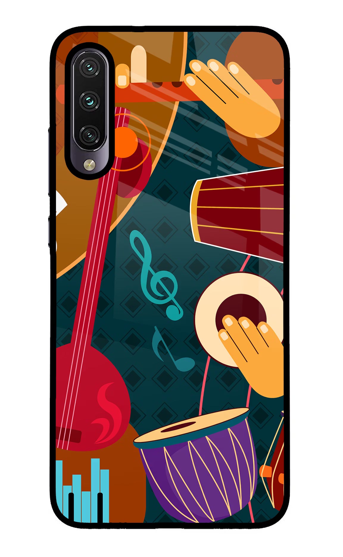 Music Instrument Mi A3 Glass Case Back Cover by Casekaro