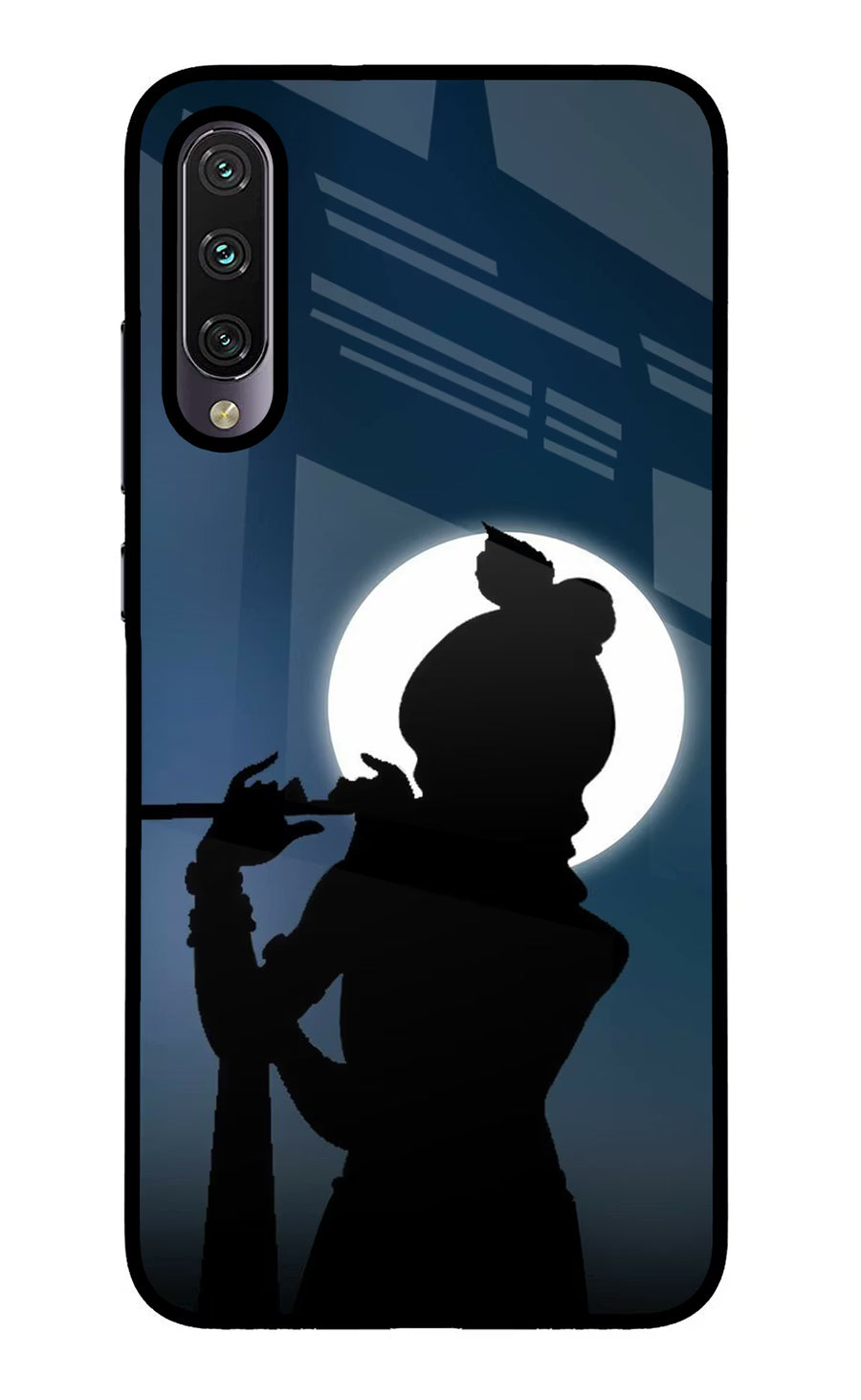 Shri Krishna Silhouette Mi A3 Back Cover, Glass case