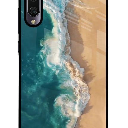 Ocean Beach Mi A3 Glass Case Back Cover by Casekaro