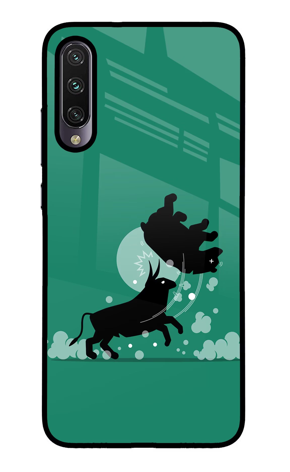 Bull Conqueror Mi A3 Glass Case Back Cover by Casekaro