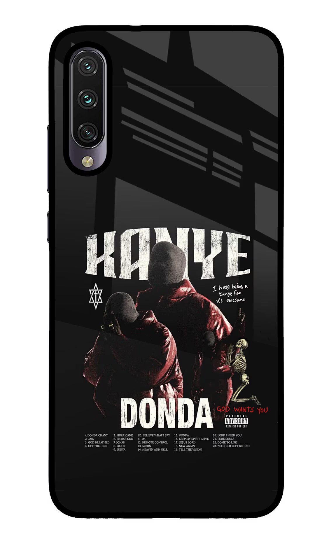 Donda Kanye West Mi A3 Glass Case Back Cover by Casekaro