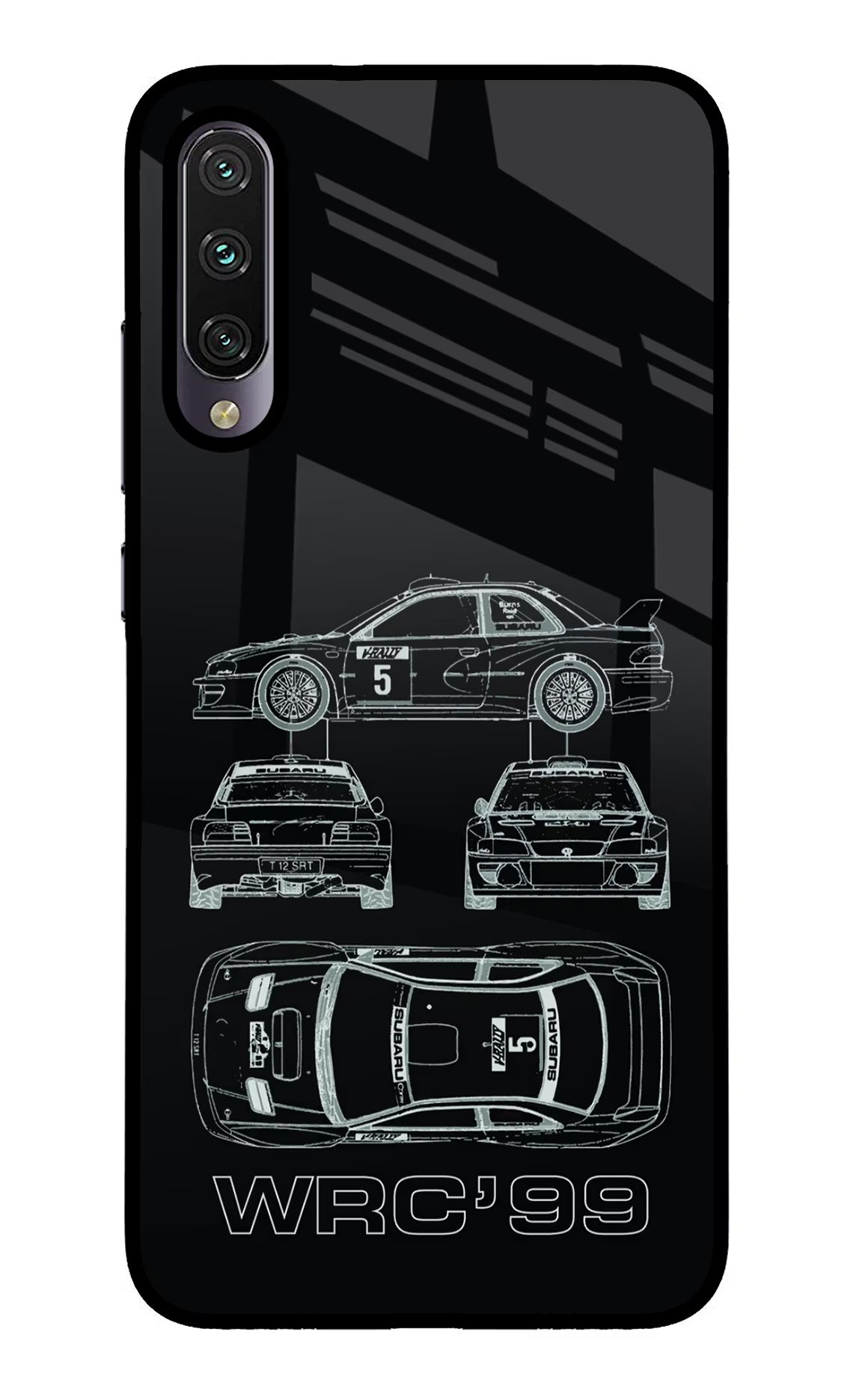 WRC'99 Mi A3 Glass Case Back Cover by Casekaro