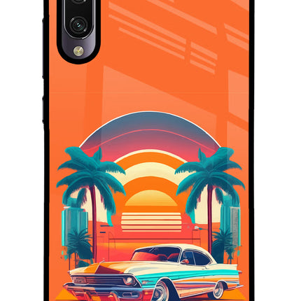 Palm Drive 80s Mi A3 Glass Case Back Cover by Casekaro