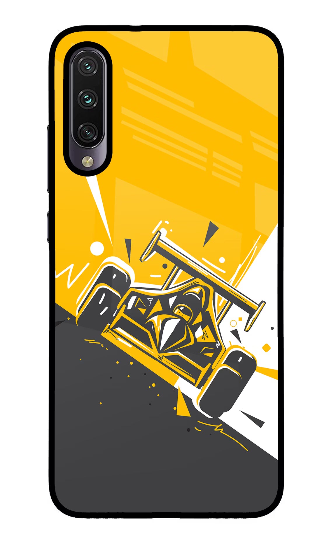 Track King Mi A3 Glass Case Back Cover by Casekaro