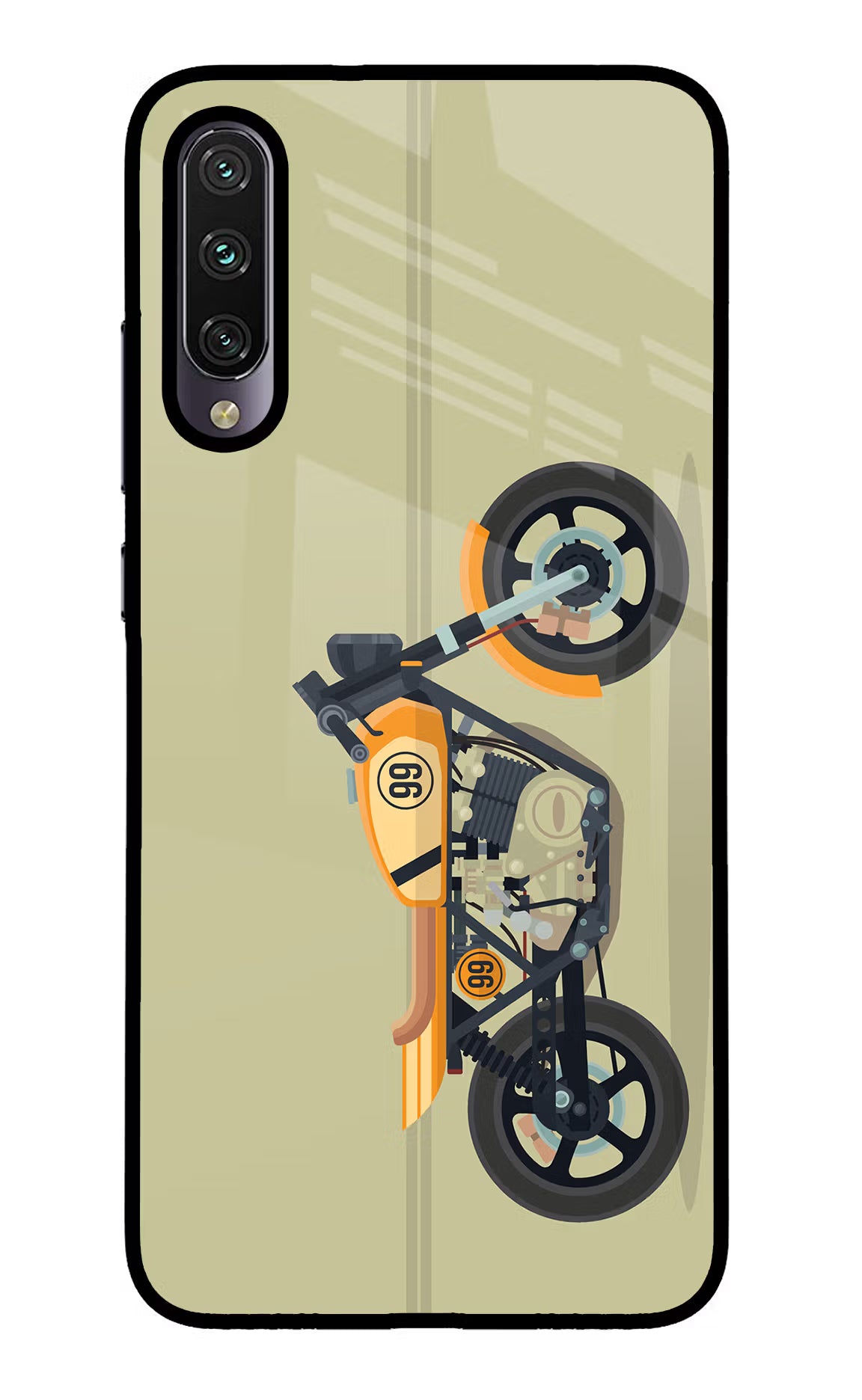 Vertical Speedster Mi A3 Glass Case Back Cover by Casekaro