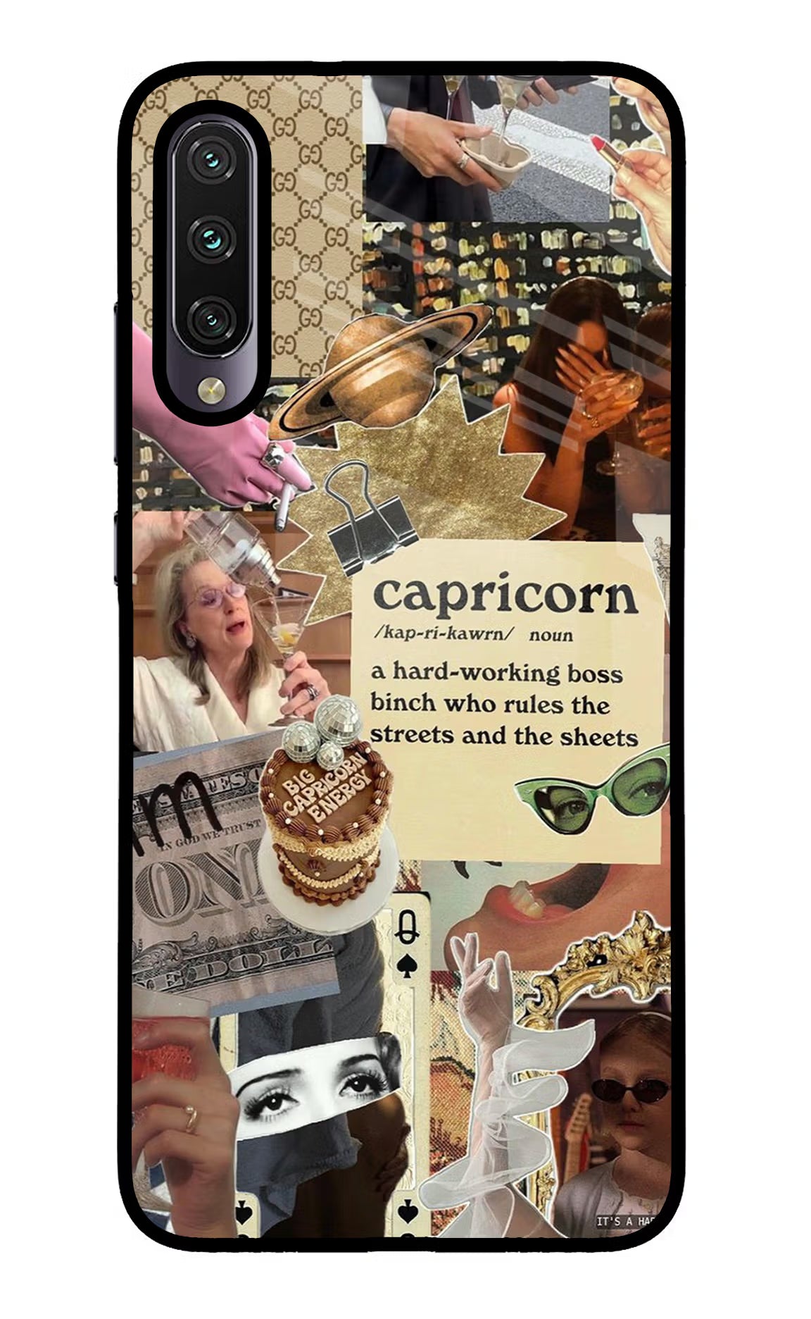 Capricorn Zodiac Mi A3 Glass Case Back Cover by Casekaro