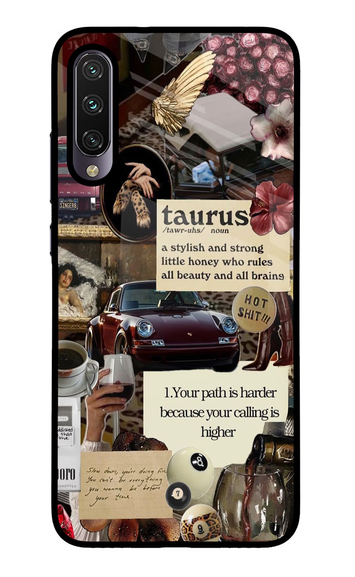 Taurus Zodiac Mi A3 Glass Case Back Cover by Casekaro