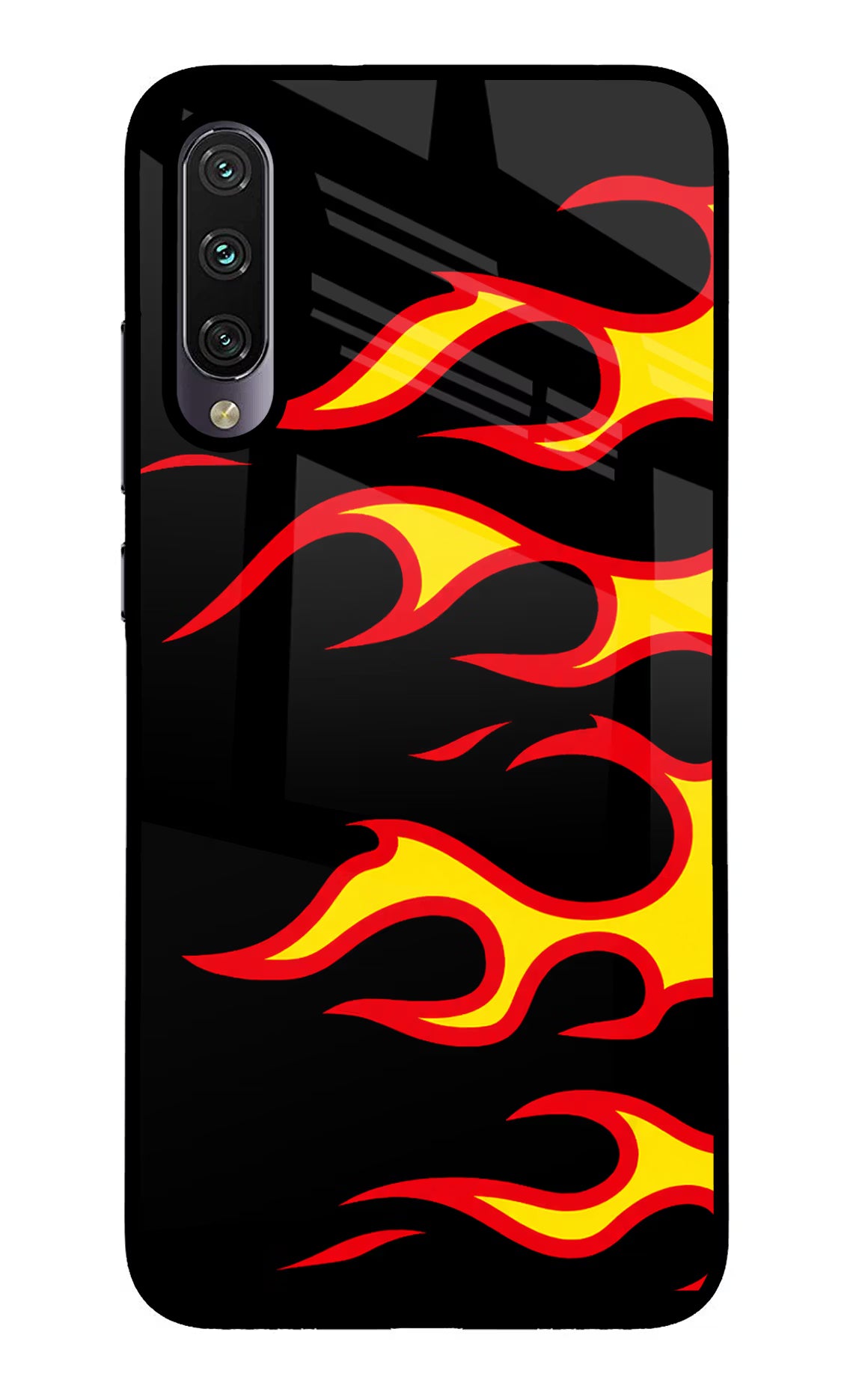 Side Sweep Flames Mi A3 Glass Case