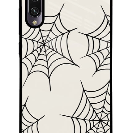Spider Web Mi A3 Glass Case Back Cover by Casekaro