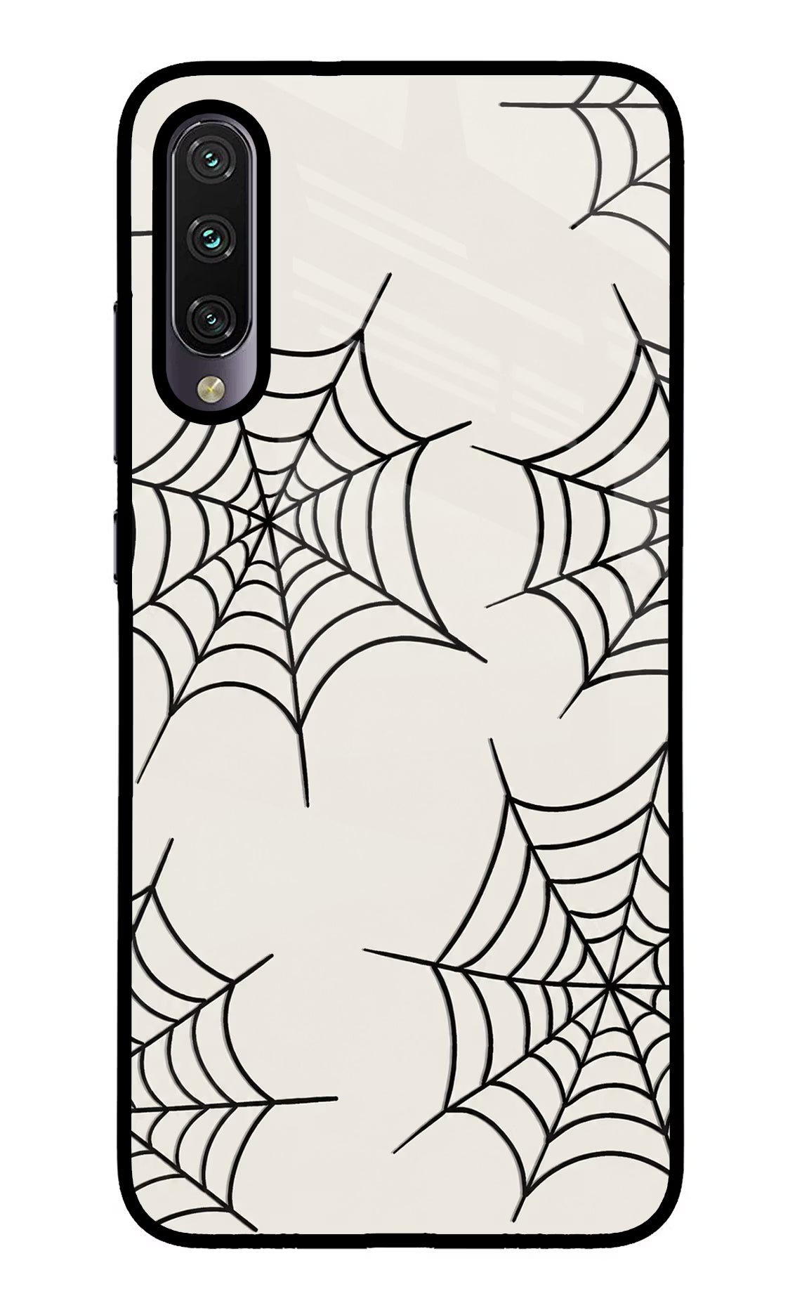 Spider Web Mi A3 Glass Case Back Cover by Casekaro