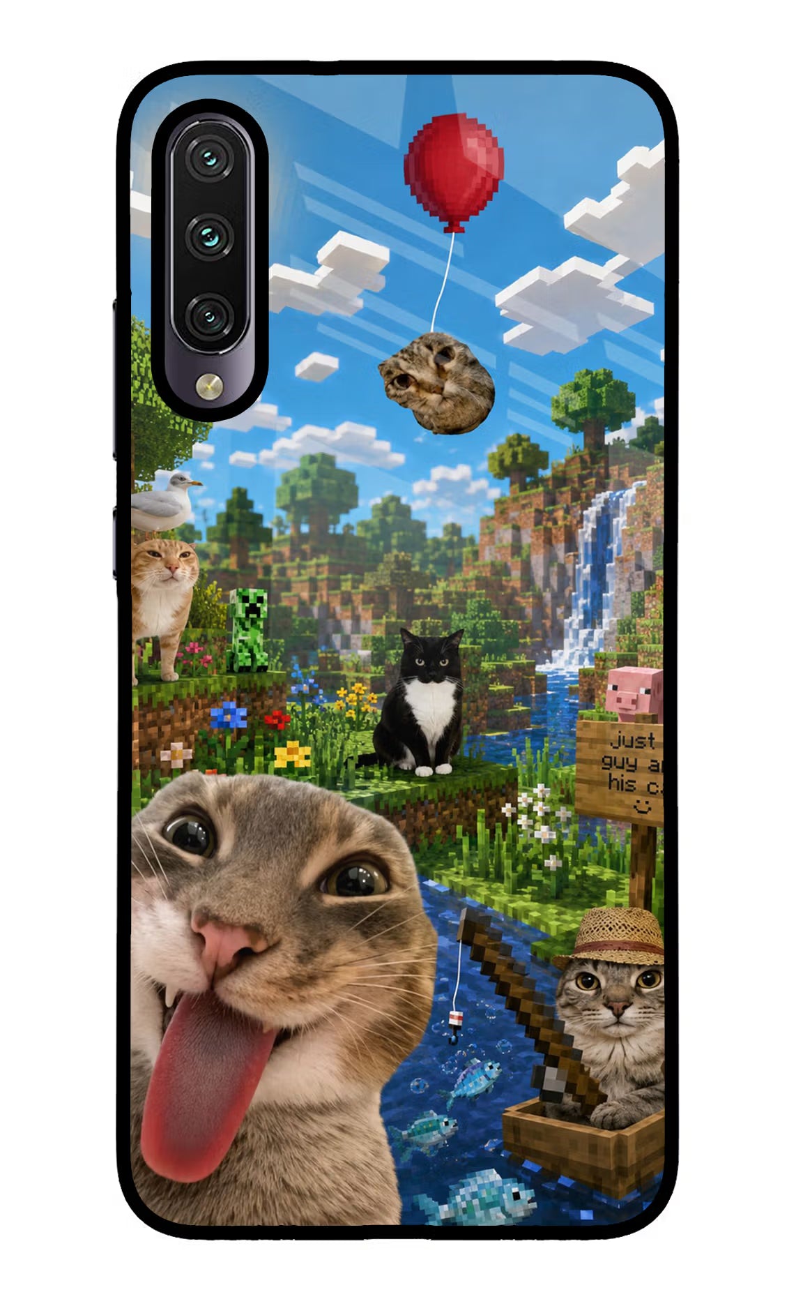 Minecraft Cat Chaos Mi A3 Glass Case