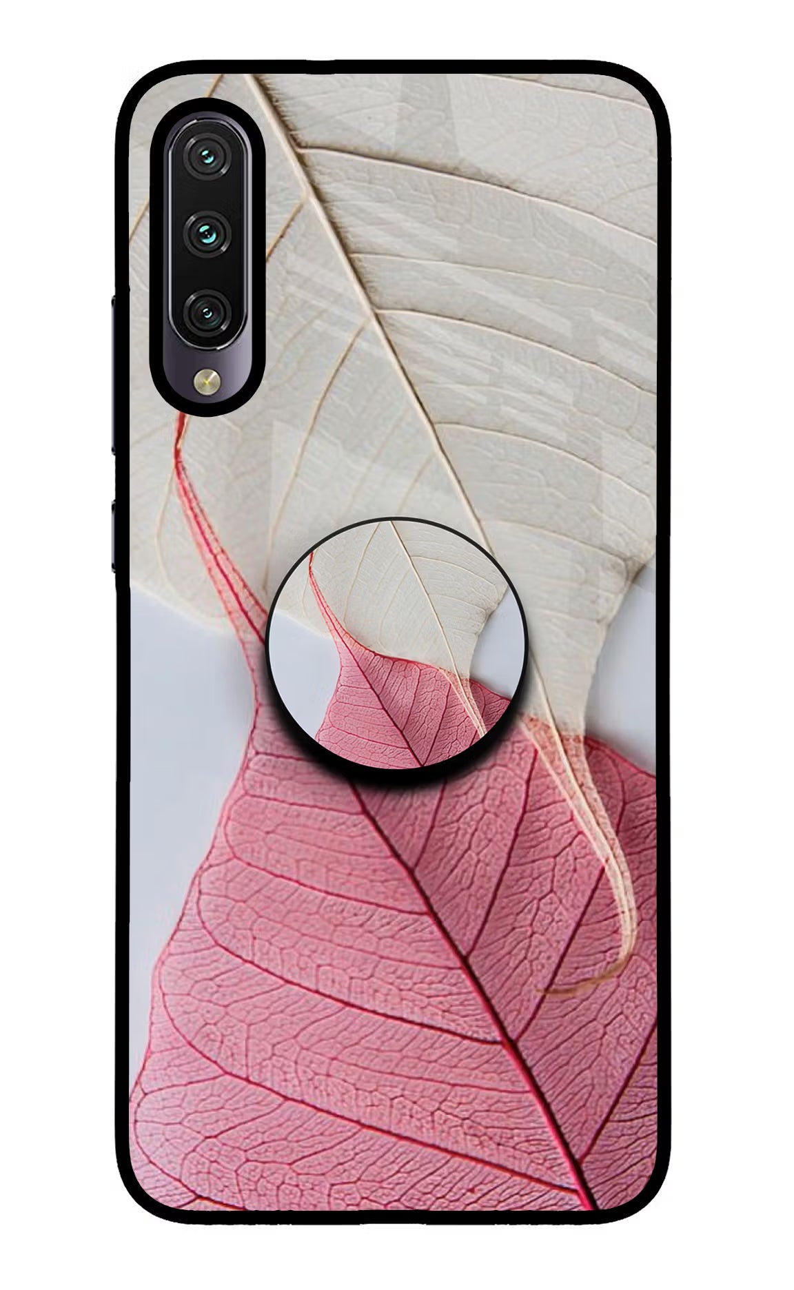 White Pink Leaf Mi A3 Pop Case by Casekaro