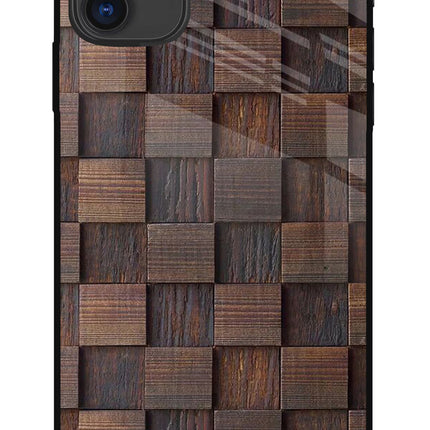 Wooden Cube Design iPhone 11 Glass Case Back Cover by Casekaro