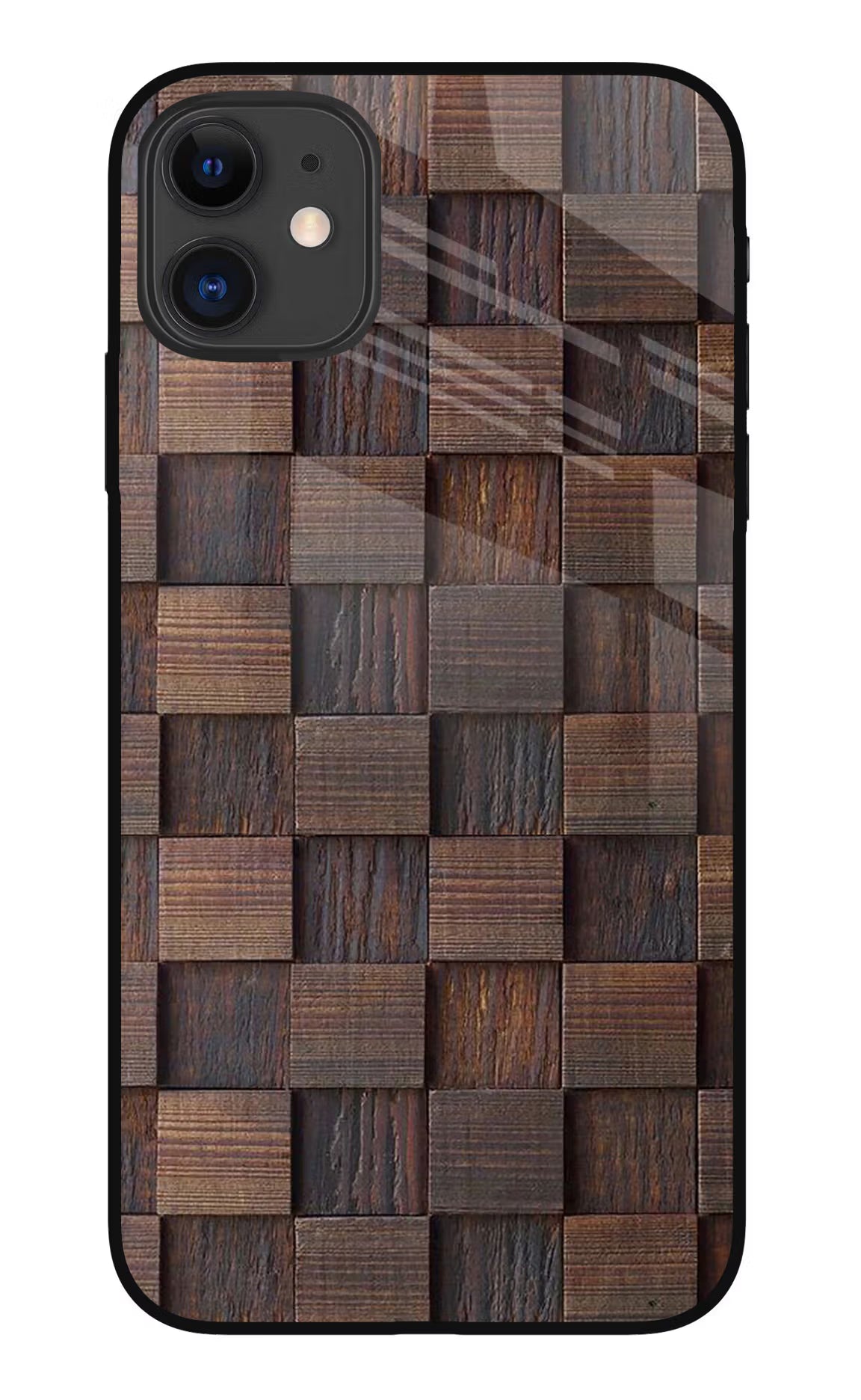 Wooden Cube Design iPhone 11 Glass Case Back Cover by Casekaro