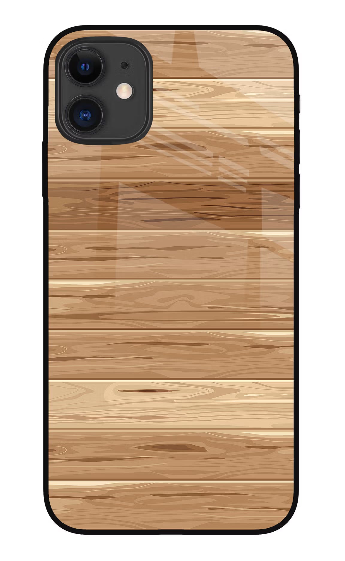 Wooden Vector iPhone 11 Glass Case Back Cover by Casekaro