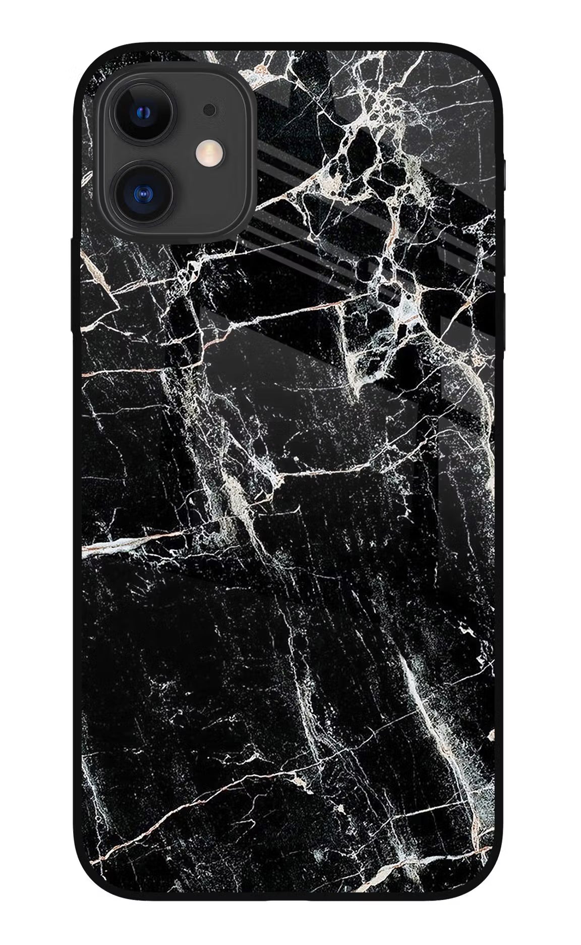 Black Marble Texture iPhone 11 Glass Case Back Cover by Casekaro