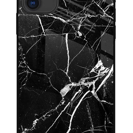 Black Marble Pattern iPhone 11 Glass Case Back Cover by Casekaro