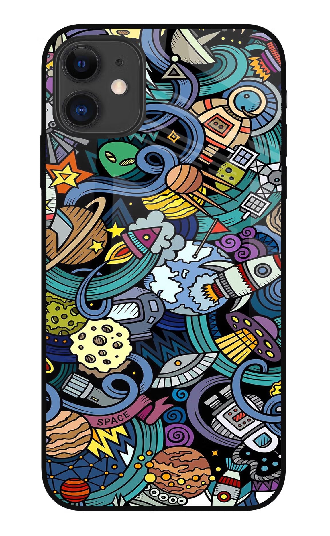 Space Abstract iPhone 11 Glass Case Back Cover by Casekaro