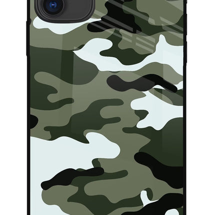 Camouflage iPhone 11 Glass Case Back Cover by Casekaro