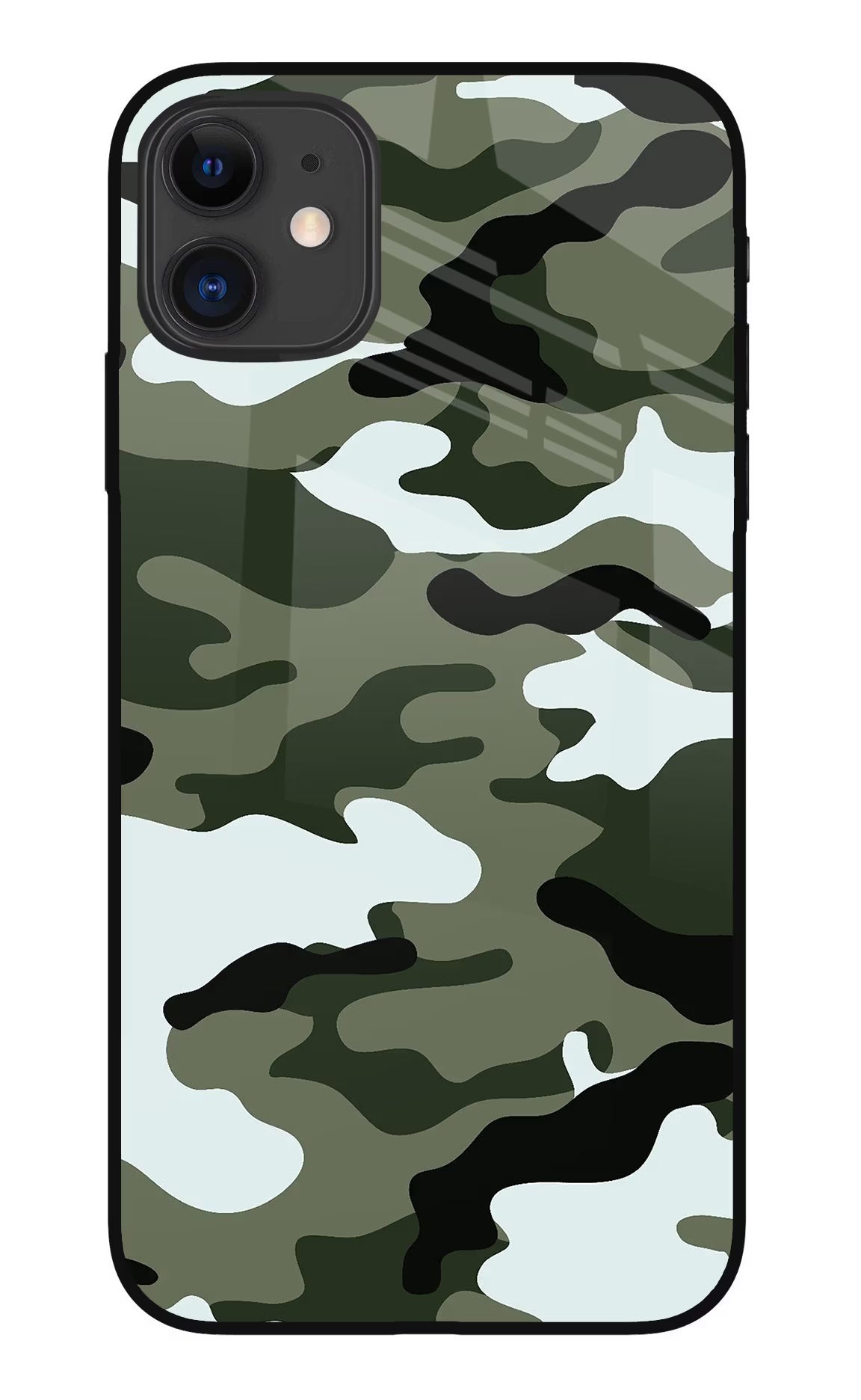 Camouflage iPhone 11 Glass Case Back Cover by Casekaro