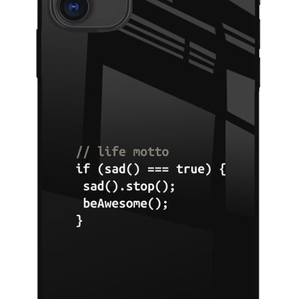 Life Motto Code iPhone 11 Glass Case Back Cover by Casekaro