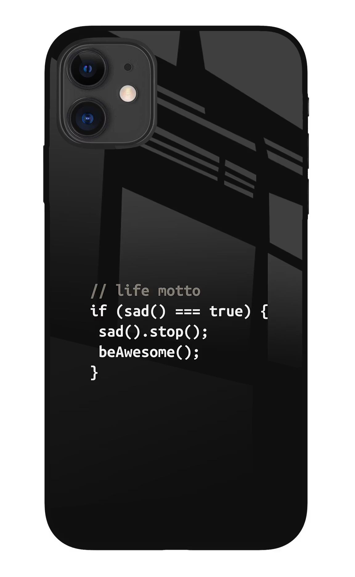 Life Motto Code iPhone 11 Glass Case Back Cover by Casekaro