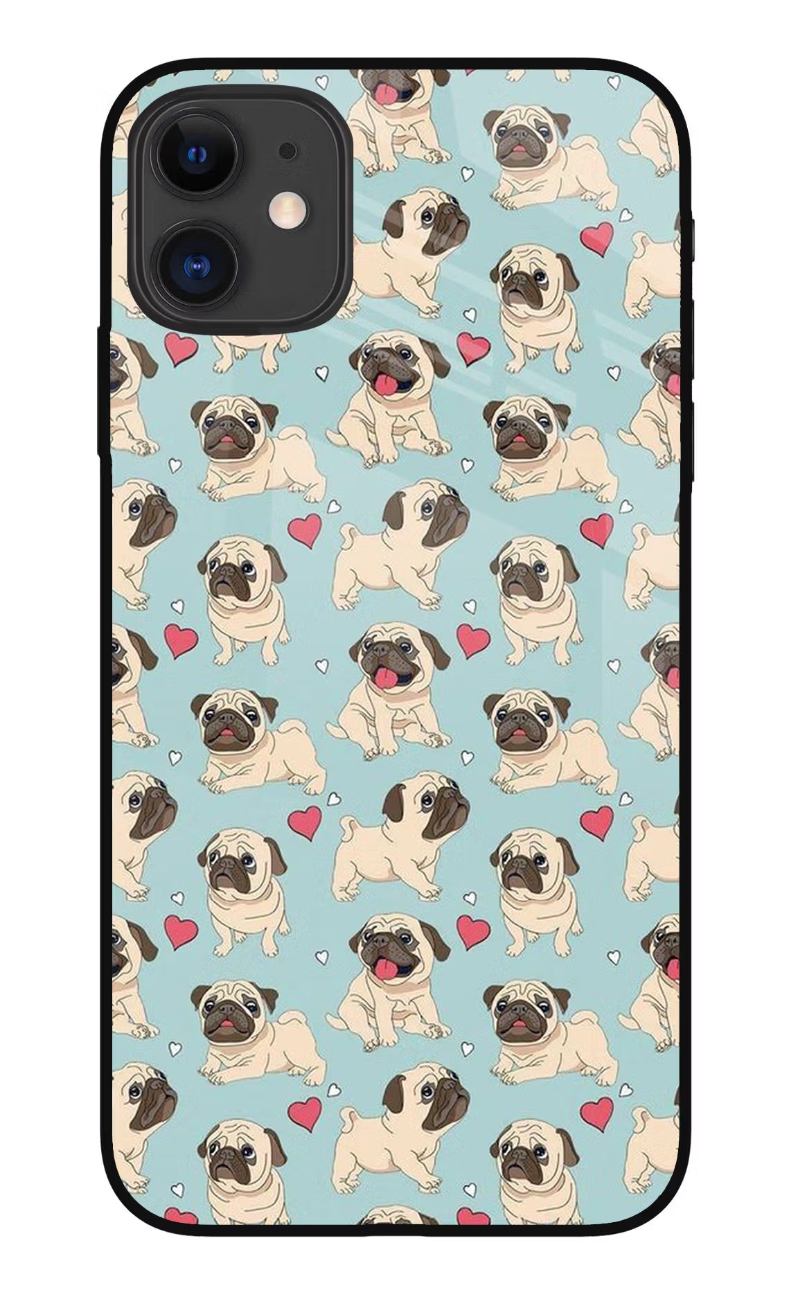 Pug Dog iPhone 11 Glass Case Back Cover by Casekaro