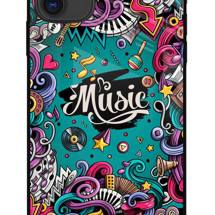 Music Graffiti iPhone 11 Glass Case Back Cover by Casekaro
