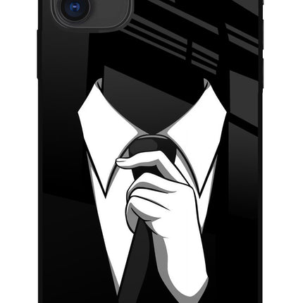 Black Tie iPhone 11 Glass Case Back Cover by Casekaro