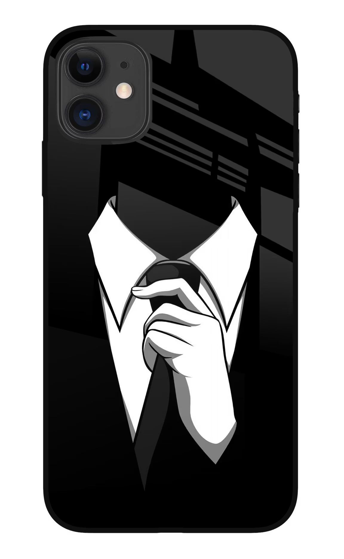 Black Tie iPhone 11 Glass Case Back Cover by Casekaro