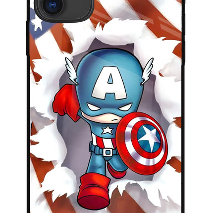 Captain America iPhone 11 Glass Case Back Cover by Casekaro