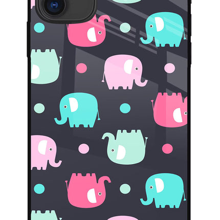 Elephants iPhone 11 Glass Case Back Cover by Casekaro