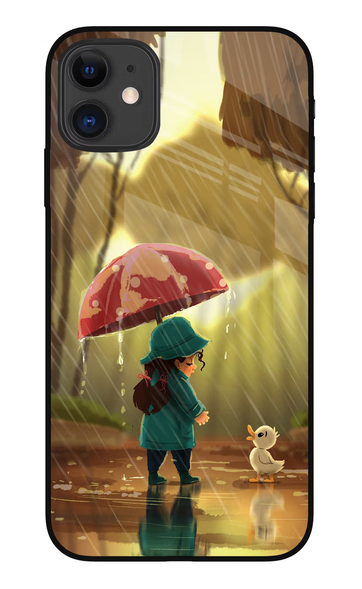 Rainy Day iPhone 11 Glass Case Back Cover by Casekaro