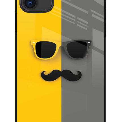 Sunglasses with Mustache iPhone 11 Glass Case Back Cover by Casekaro