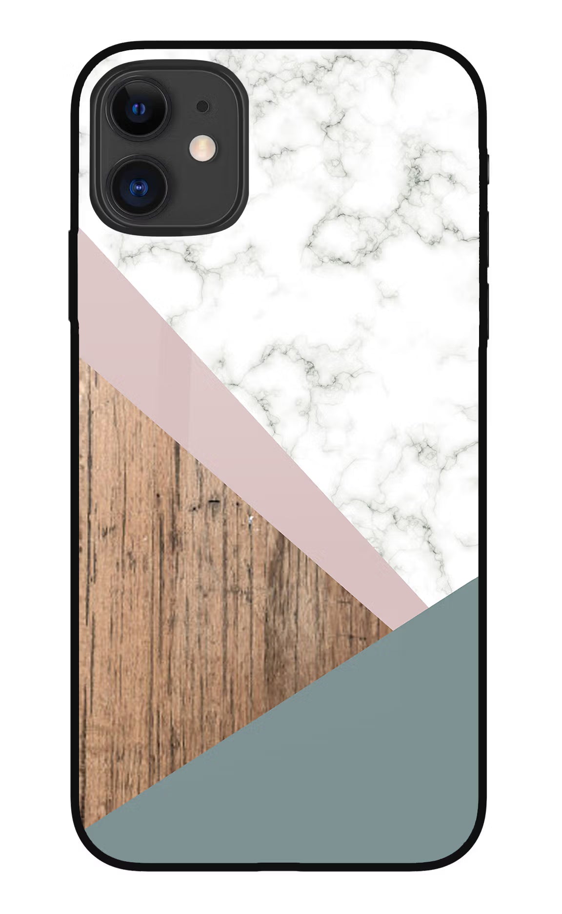 Marble wood Abstract iPhone 11 Glass Case Back Cover by Casekaro