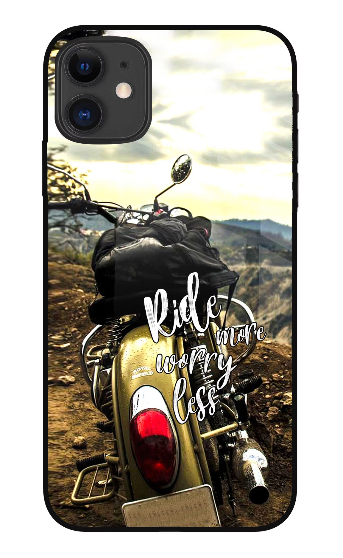 Ride More Worry Less iPhone 11 Glass Case Back Cover by Casekaro