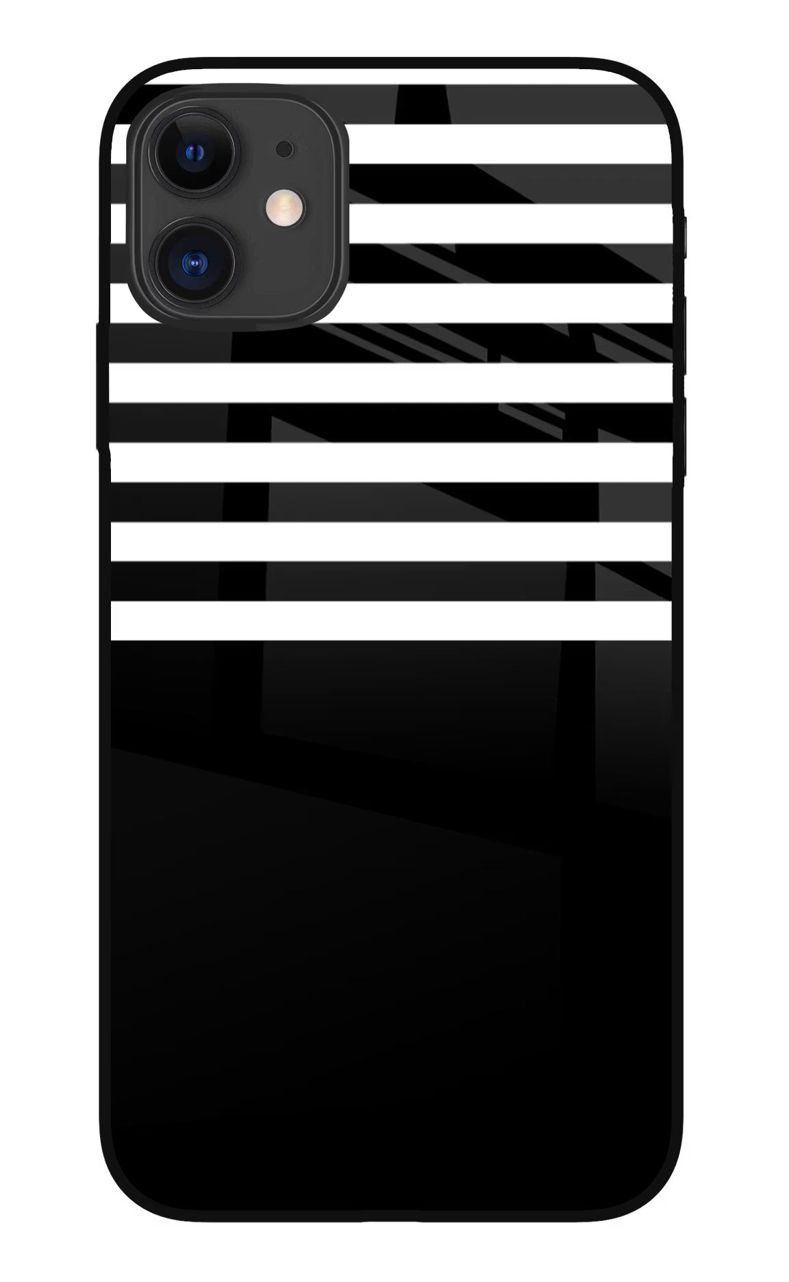 Black and White Print iPhone 11 Glass Case Back Cover by Casekaro